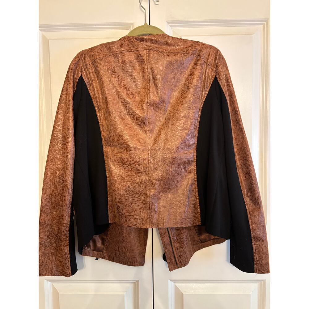 G by Giuliana XL Brown Faux Snakeskin Moto Jacket - Picture 3 of 8